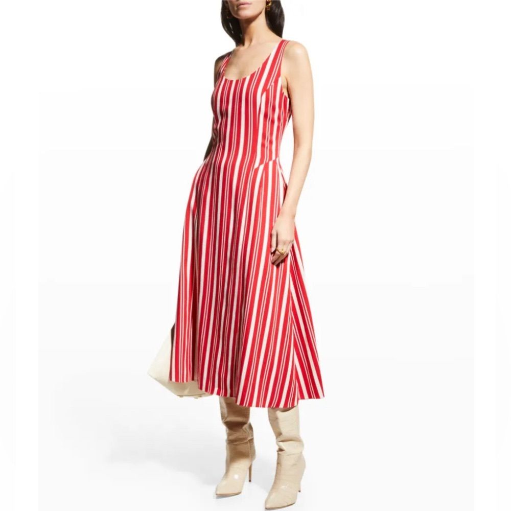 Jason Wu Striped Scoop-Neck Sleeveless Dress, Nwt, Size 0